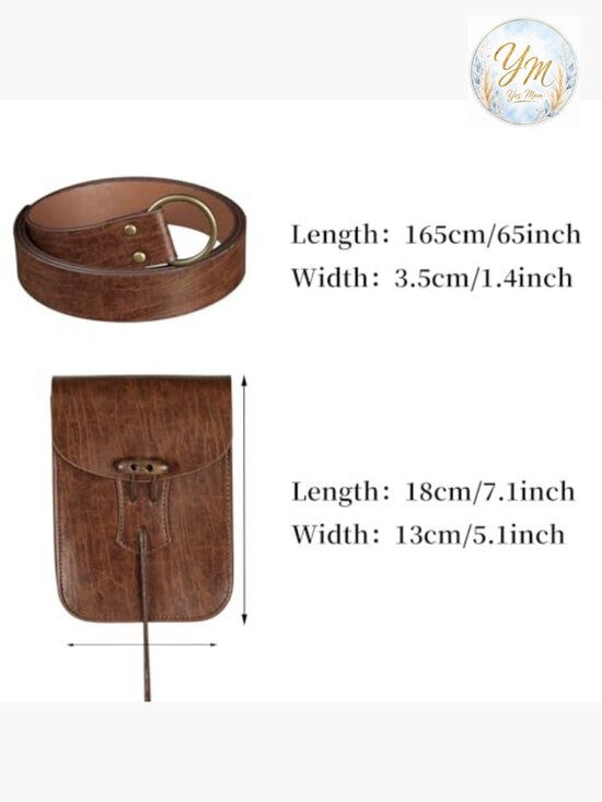 Medieval Faux Leather Belt Bag Renaissance Waist Pouch Cosplay Ren Faire Purse